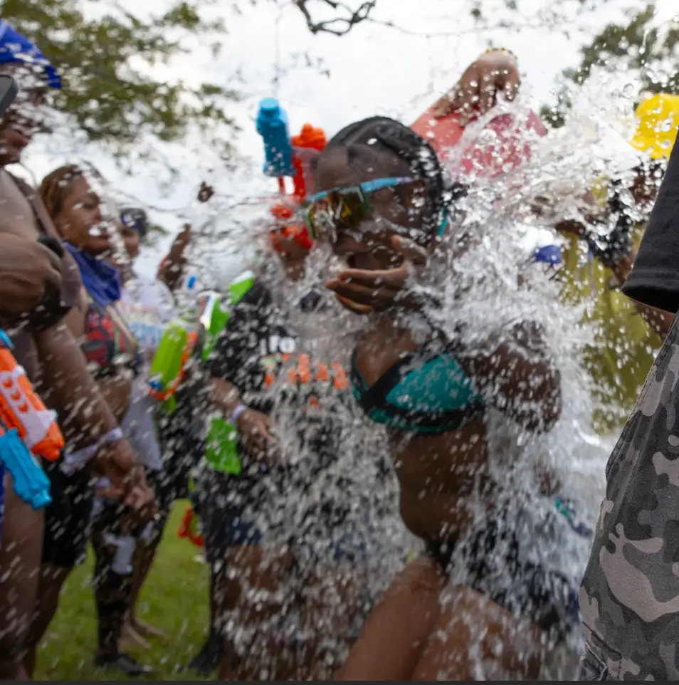 Watergun battle at Melanated Campout Georgia camping event